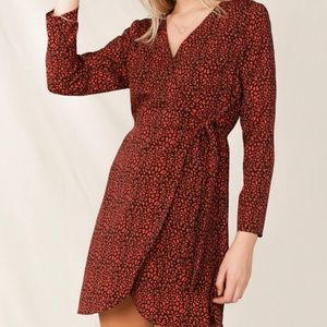 Skies are blue - Red & Black faux wrap dress